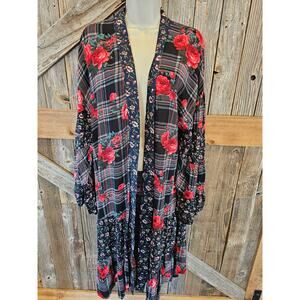 Umgee size S long open Duster red black Gothic whimisgoth office teacher jacket